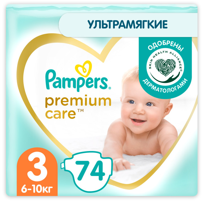 

Pampers Подгузники Premium Care 3р. (6-10 кг) 74 шт., Подгузники Premium Care 3р. (6-10 кг) 74 шт.
