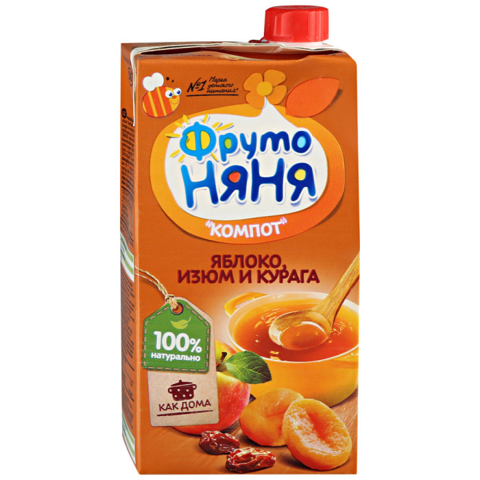 Соки и напитки ФрутоНяня Компот из яблок с экстрактом изюма и кураги с 8 мес. 500 мл