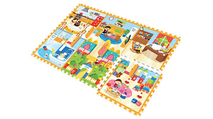 

Игровой коврик Mambobaby Семейный дом двухсторонний