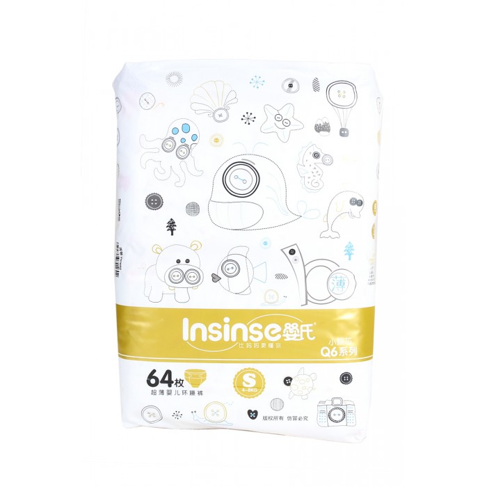 

Insinse Подгузники Q6 S (3-6 кг) 64 шт. супертонкие, Подгузники Q6 S (3-6 кг) 64 шт. супертонкие