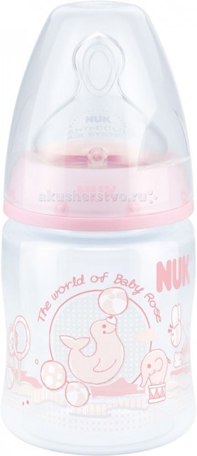 фото Бутылочка nuk first choice plus baby rose пластик 150 мл силиконовая соска м