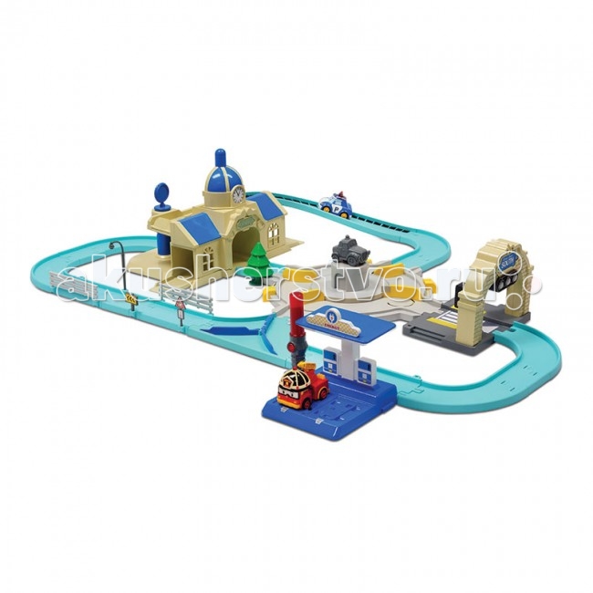 Robocar Poli Набор Мега трек с 2мя Умными машинкамиНабор Мега трек с 2мя Умными машинками Robocar Poli Набор Мега трек с 2мя Умными машинкамиНабор Мега трек с 2мя Умными машинкамиRobocar Poli Набор Мега трек с 2мя Умными машинками - площадка для игры с героями мультика Робокар Поли и друзья. В набор входят сборные детали трассы, здание, арка, АЗС, дерево, ограда, дорожные знаки. Особенности: Металлические машинки Эмбер и Рой - инерционные модели, самостоятельно двигающиеся по треку Умные машинки способны предвидеть столкновение с препятствием на расстоянии 5 см и вовремя остановиться. С машинками Robocar Poli можно играть отдельно или добавить в их компанию другию машинки - места на мегатреке хватит всем. Развивает детский ум, речь, воображение, умение общаться, учит взаимопомощи и доброте Прекрасен в качестве подарка для поклонников Robocar Poli Безопасен для детей и окружающей среды - европейская сертификация это доказывает Безопасный качественный пластик служит и радует ребёнка очень долго<br>