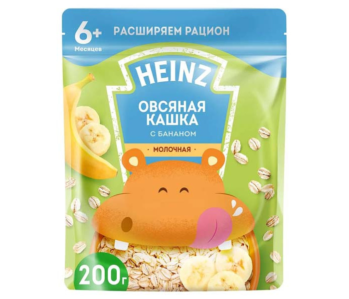 Каши Heinz Молочная Овсяная каша с бананом и Омега 3 с 6 мес. 200 г (пауч)
