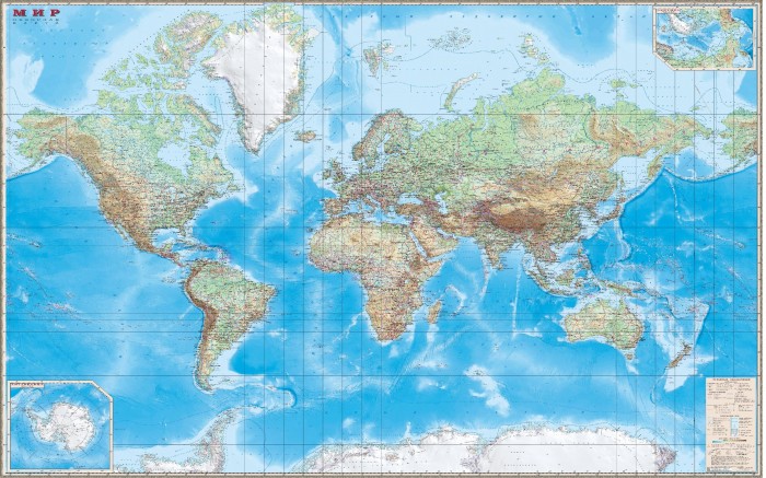 Ди Эм Би Обзорная карта мира 1:15 Ламинированная В полиэтиленовом рукаве 190 х 140 см