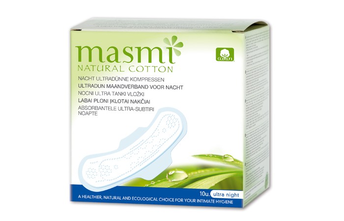 Masmi Ультратонкие ночные гигиенические прокладки из натурального хлопка 10 шт.