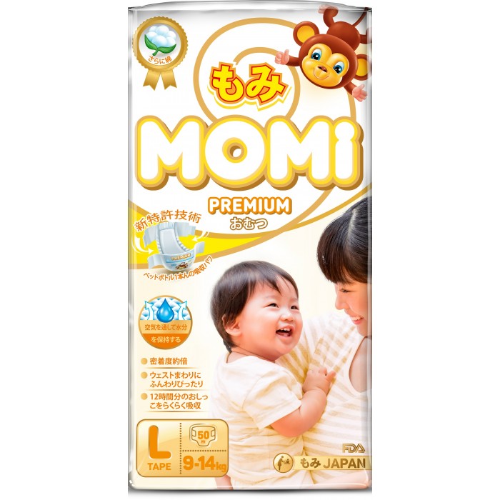 Momi Premium Подгузники L (9-14 кг) 50 шт. шт 4573726-789284