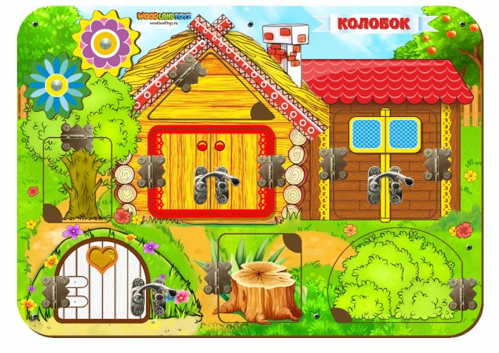 фото Деревянная игрушка woodland бизиборд колобок