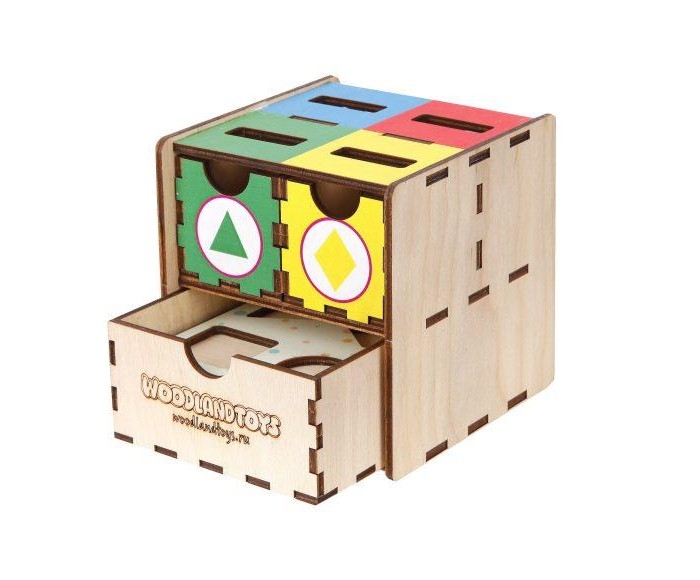 Деревянная игрушка Woodland Комодик-куб Фигуры цвет