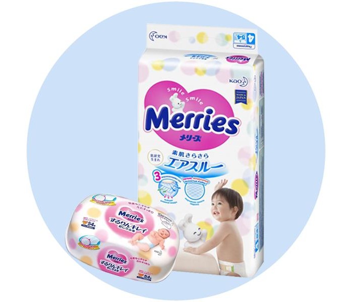 

Merries Подгузники L (9-14 кг) 54 шт. с влажными салфетками 54 шт., Подгузники L (9-14 кг) 54 шт. с влажными салфетками 54 шт.