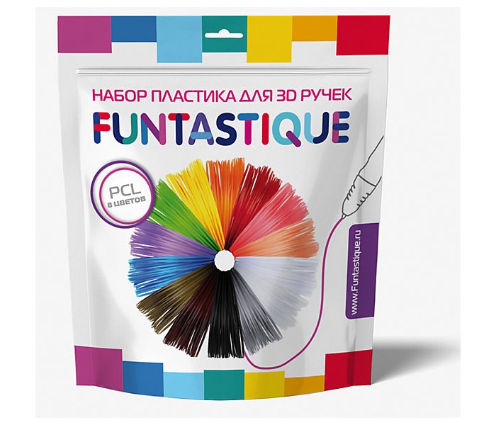 фото Funtastique комплект псл-пластик для 3d-ручек 8 цветов