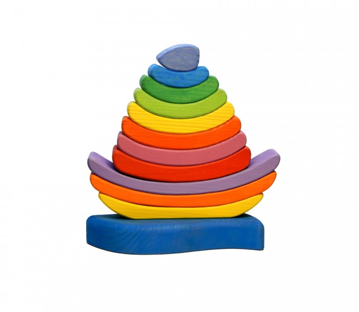фото Деревянная игрушка Чудево кораблик-пирамидка Радуга
