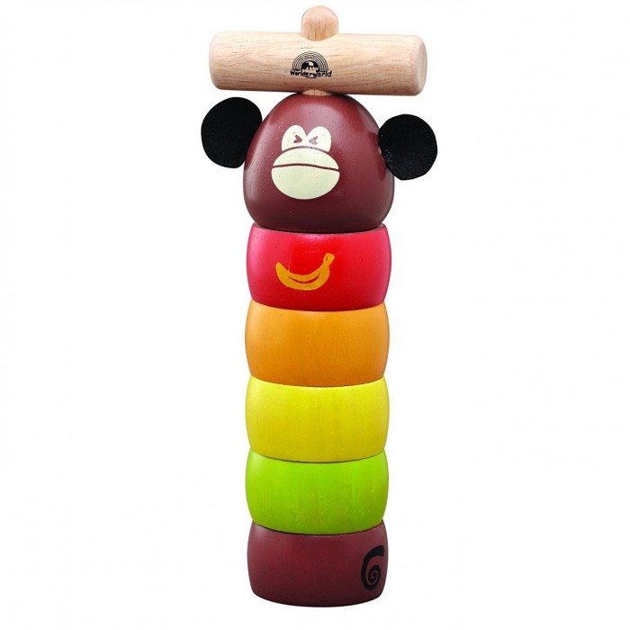 фото Деревянная игрушка wonderworld логическая игрушка стучалка обезьянка