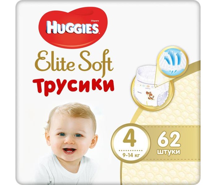 

Huggies Подгузники-трусики Elite Soft 4 (9-14 кг) 62 шт., Подгузники-трусики Elite Soft 4 (9-14 кг) 62 шт.