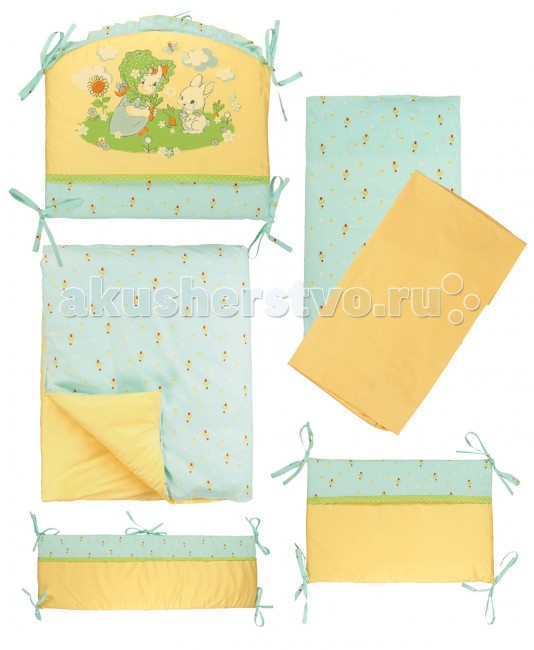 Комплект в кроватку Soni Kids Зайчик-летчик (6 предметов)Зайчик-летчик (6 предметов) Комплект в кроватку Soni Kids Зайчик-летчик (6 предметов)Зайчик-летчик (6 предметов)Красивый комплект в кроватку из 6 предметов Soni Kids Зайчик-летчик станет отличным подарком для родителей и обеспечит Вашему малышу крепкий и здоровый сон. Ткань: импортный гладко окрашенный сатин, импортный набивной сатин. Состав: 100% высококачественный хлопок. Наполнитель: антиаллергенный наполнитель в одеяло, подушку и защитые борта - холлофайбер. Размеры: Пододеяльник- 140х110 см Простынка на резинке - 150х90 см Наволочка - 60х40 см Одеяло - 140х110 см Подушка - 60х40 см Бортик - 360х44 см (съемные чехлы)<br>