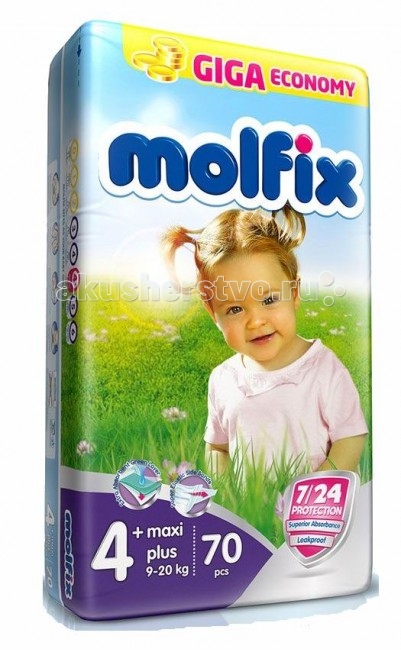 Подгузники Molfix Подгузники Макси Плюс 4+ (9-16 кг) 70 шт. подгузники