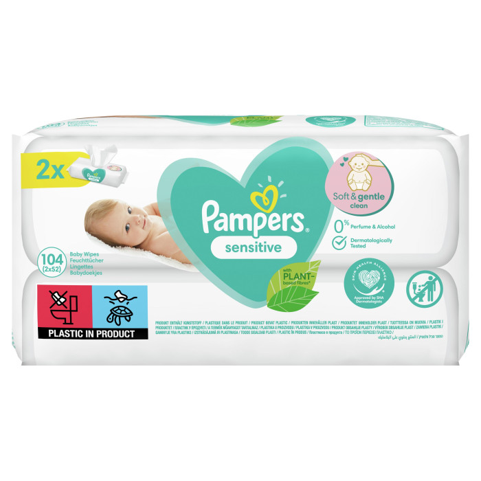  Pampers Влажные салфетки для малышей Sensitive 104 шт.