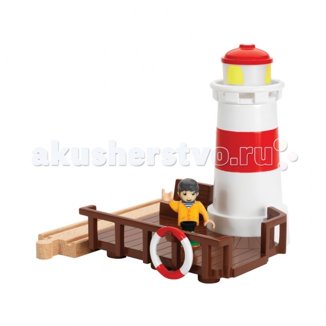 Brio Маяк с сигналом и подсветкойМаяк с сигналом и подсветкой Brio Маяк с сигналом и подсветкойМаяк с сигналом и подсветкойМаяк с сигналом и подсветкой, 16х17х15см Brio. Помоги кораблям в море найти дорогу домой! Звук сирены и мигающий свет маяка укажут им правильный путь. Этот маяк является прекрасным дополнением к миру железных дорог Brio. В набор также входит железнодорожное полотно 1 шт фигурка смотрителя маяка спасательный круг.<br>