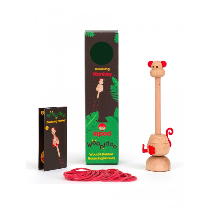 Деревянная игрушка Kipod Toys Игровой набор Подпрыгивающая обезьянка