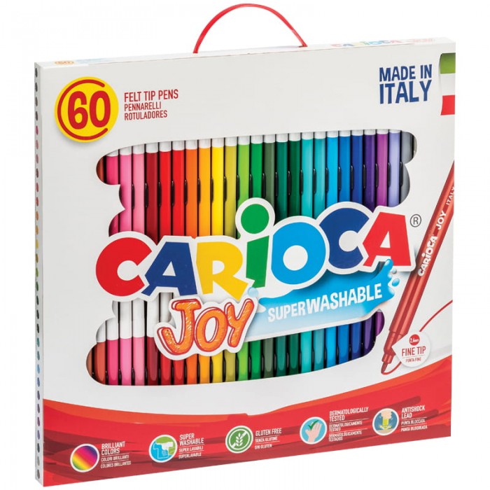Фломастеры Carioca смываемые Joy 60 цветов