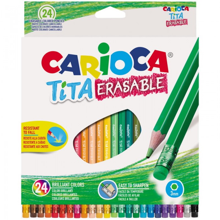 Carioca Карандаши цветные пластиковые стираемые Tita Erasable 24 цвета
