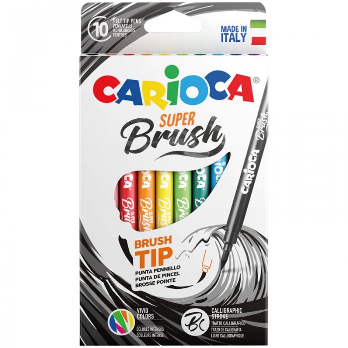 Фломастеры Carioca с кистевым пишущим узлом Super Brush 10 цветов 42937
