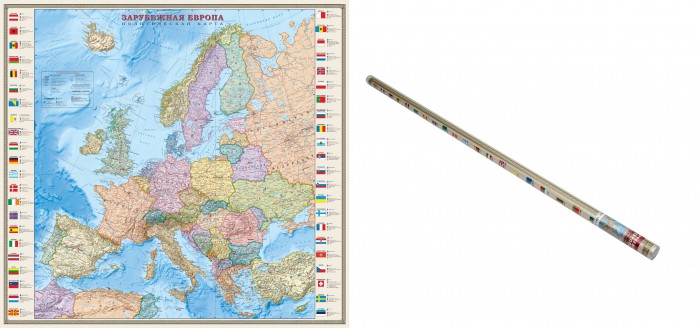 Атласы и карты Ди Эм Би Политическая карта Европы 1:3.2 Ламинированная Прозрачный тубус 140х156