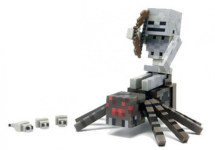 фото Minecraft Набор фигурок Spider Jockey скелет с пауком 8 см
