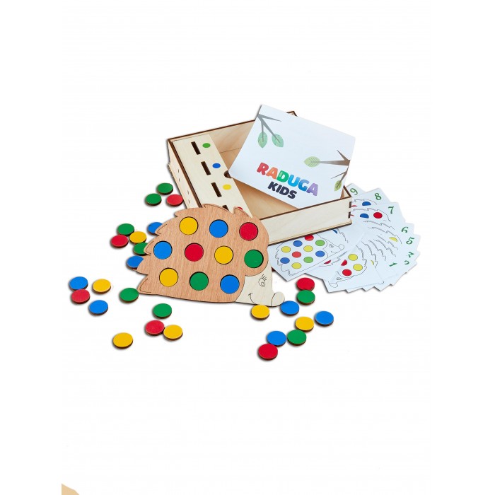 Деревянная игрушка Raduga Kids Развивающая мозаика-сортер с карточками Повтори за ежиком