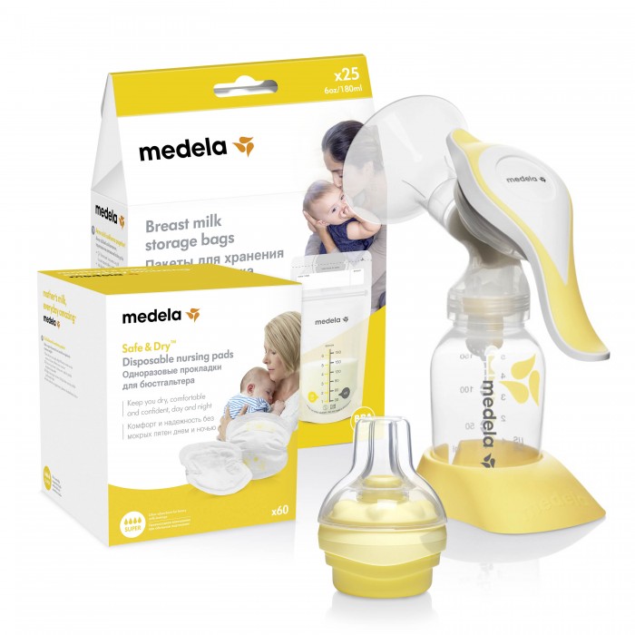 

Medela Молокоотсос ручной Harmony с пакетами для хранения грудного молока, прокладками для бюстгальтера, Молокоотсос ручной Harmony с пакетами для хранения грудного молока, прокладками для бюстгальтера