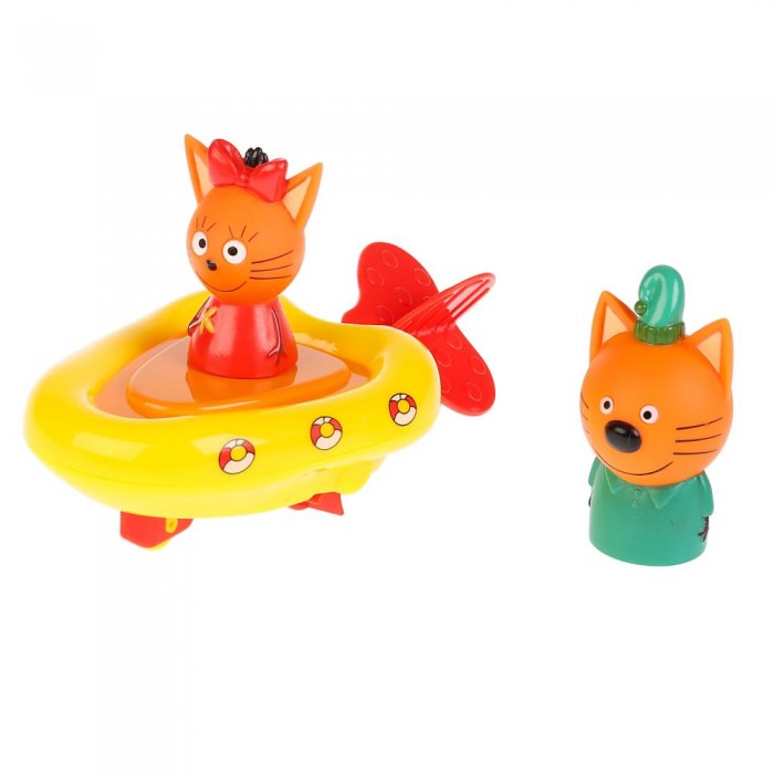 Купить Игрушки для ванны, Капитошка Игрушка пластизоль Три кота Лодка, Компот и Карамелька