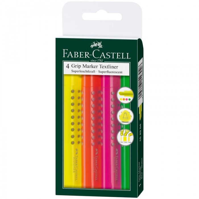 

Faber-Castell Набор текстовыделителей Grip 1543 1-5 мм 4 цвета, Набор текстовыделителей Grip 1543 1-5 мм 4 цвета