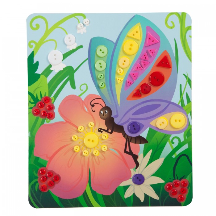 Bondibon Набор для творчества Картина из пуговиц для малышей Бабочка и цветок