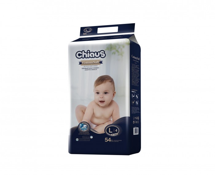 Chiaus Подгузники Cottony Soft L (9-14 кг) 54 шт.