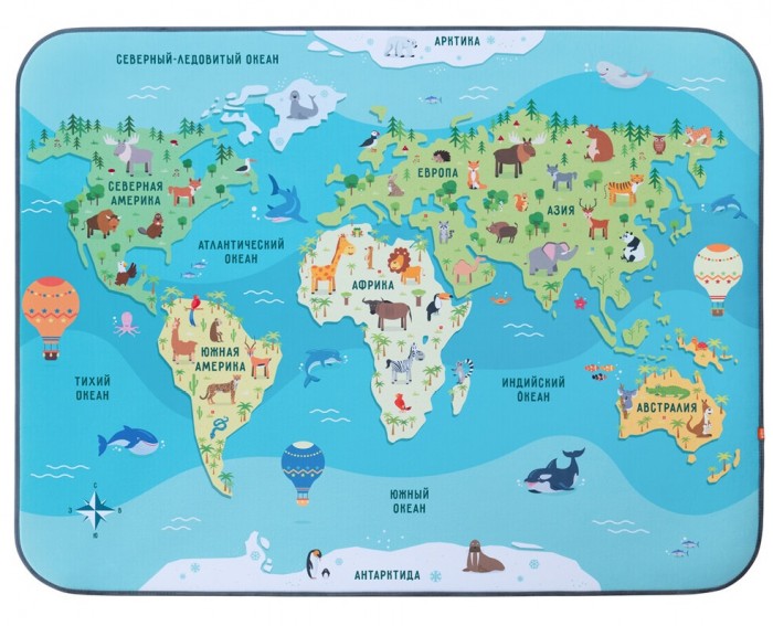 фото Игровой коврик Wolli Matlig плюшевый Карта мира 3 в 1 120х60 см