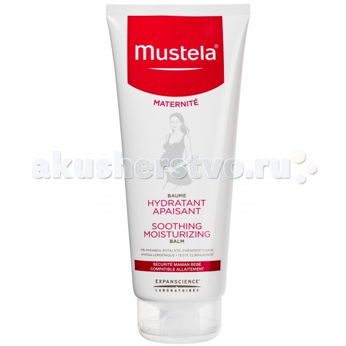 Mustela Увлажняющий бальзам для тела с успокаивающим эффектом 200 млУвлажняющий бальзам для тела с успокаивающим эффектом 200 мл Mustela Увлажняющий бальзам для тела с успокаивающим эффектом 200 млУвлажняющий бальзам для тела с успокаивающим эффектом 200 млMustela Maternite Бальзам увлажняющий для тела с успокаивающим эффектом 200 мл для ухода за сухой кожей во время беременности и после родов. Пептиды авокадо, запатентованный ингредиент природного происхождения, помогает уменьшить ощущение стянутости кожи, улучшает ее эластичность и придает коже ощущение мягкости и комфорта. Церамиды помогают укрепить кожу и поддерживать ее увлажненной и бархатистой. Гипоаллергенная формула. Можно использовать в период грудного вскармливания. Не содержит парабены, фталаты, феноксиэтанол, бисфенолы A и S, кофеин и спирт. Способ применения: С первых дней беременности и после рождения ребенка наносите бальзам утром и вечером на тело, уделяя внимание особенно сухим зонам. Бальзам увлажняет кожу, легко впитывается, не оставляя жирной пленки.<br>
