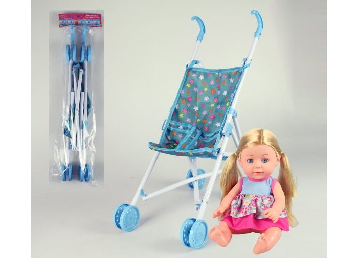 фото Коляска для куклы наша игрушка трость звездопад с куклой
