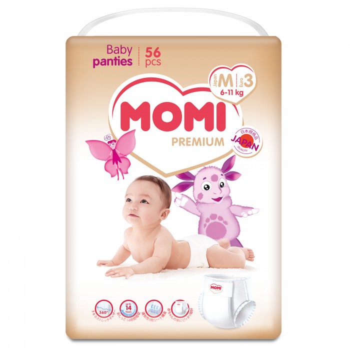 фото Momi Premium подгузники-трусики М (6-11 кг) 56 шт