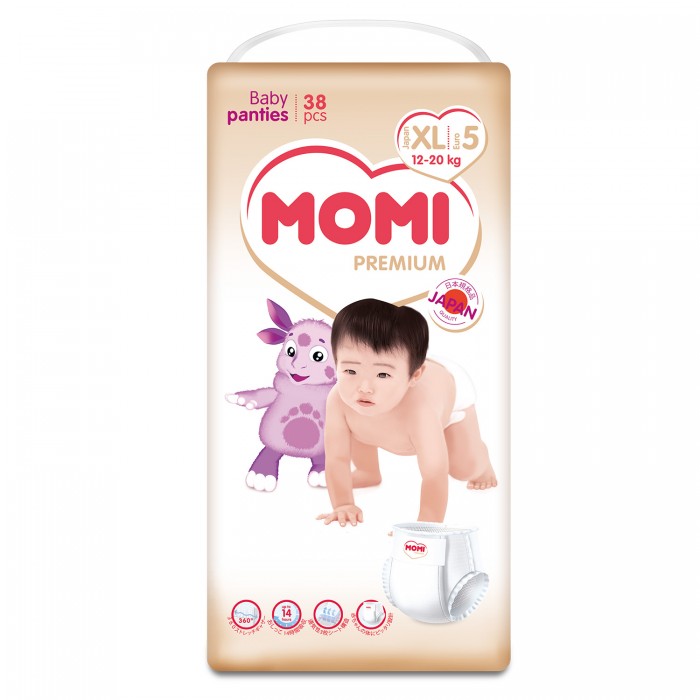 

Momi Premium подгузники-трусики XL (12-20 кг) 38 шт, Premium подгузники-трусики XL (12-20 кг) 38 шт