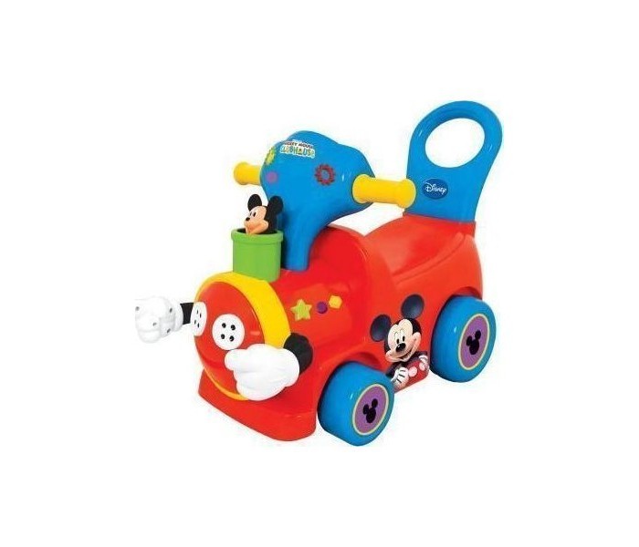 Каталка Kiddieland Пушкар Поезд с Микки МаусомПушкар Поезд с Микки Маусом Каталка Kiddieland Пушкар Поезд с Микки МаусомПушкар Поезд с Микки МаусомКаталка-пушкар Kiddieland Поезд с Микки Маусом - комфортная, устойчивая, крепкая каталка для малышей от 1 года! Благодаря каталке-пушкару в Вашем доме всегда будет раздаваться звонкий смех. Ведь это не просто первый транспорт Вашего ребенка, это каталка, которая так похожа на настоящий поезд! Широкое удобное сиденье с высокой спинкой сделает любое приключение комфортным и беззаботным. Также, подняв крышку сиденья, ребенок увидит ящичек, в который может сложить все необходимое ему в дороге. На руле есть гудок, благодаря которому малыш всем сообщит о своем приезде. На каталке много различных кнопочек, нажимая на которые можно увидеть и услышать световые и звуковые эффекты, которые работают за счет 2-х батареек типа АА (входят в комплект). Каталка отлично развивает у ребенка координацию движений, вестибулярный аппарат, скорость реакции, крупную моторику, зрение и слух, тренирует ножки и позволяет задействовать почти все группы мышц. Макс. нагрузка: 30 кг Размеры каталки: 51 х 26 х 34 см<br>