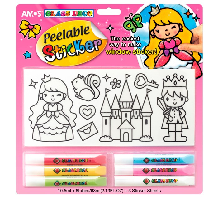 Amos Набор витражных красок с самоклеющимися трафаретами 