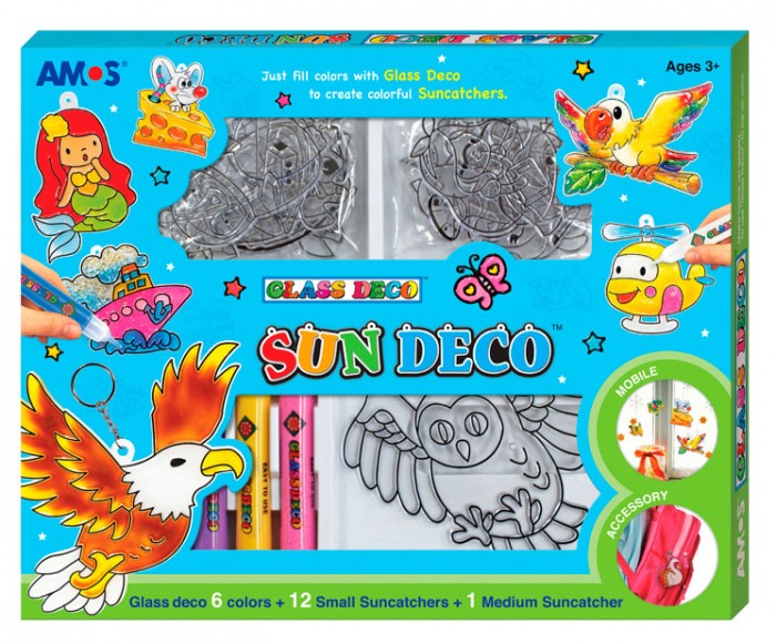 Amos Набор витражных красок с витражами 6 цветов, 10.5 мл (13 витражей)10/20 голубой