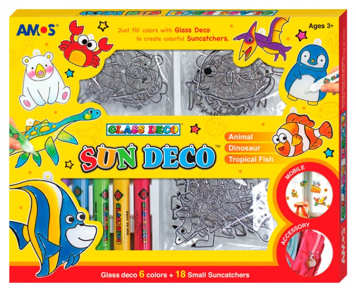 Amos Набор витражных красок 6 цветов (18 витражей мини)