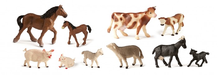 фото Miniland фигурки животных в наборе farm animals with babies 10 шт.