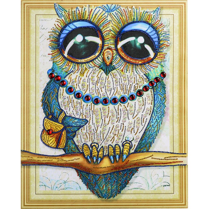 

Color Kit Алмазная картина с фигурными стразами Сова в рубинах, Алмазная картина с фигурными стразами Сова в рубинах