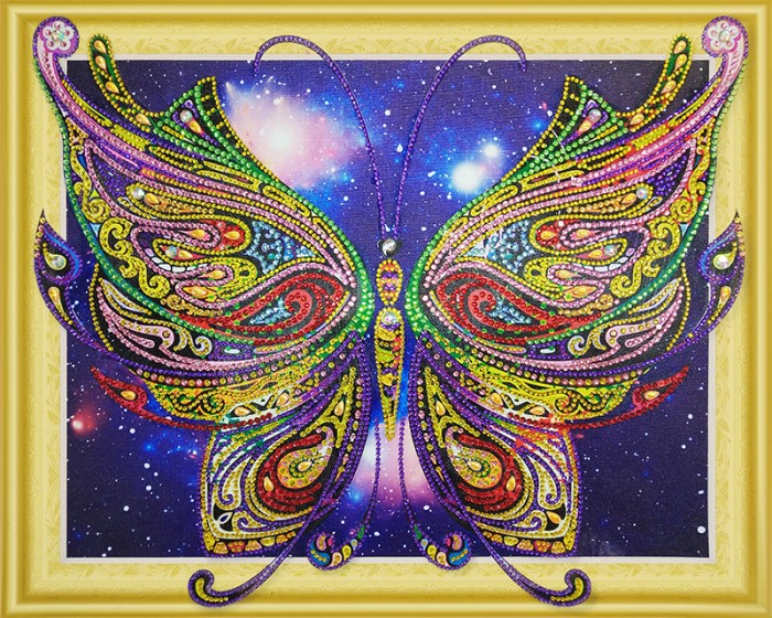 

Color Kit Алмазная картина с фигурными стразами Радужная бабочка, Алмазная картина с фигурными стразами Радужная бабочка