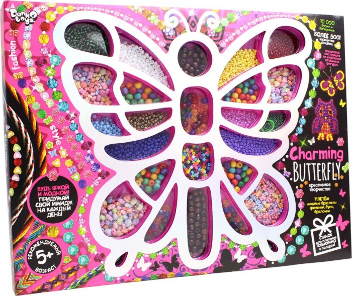 фото Danko toys набор для создания украшений charming butterfly бабочка 10 000 бусин и бисеринок и станок кумихимо