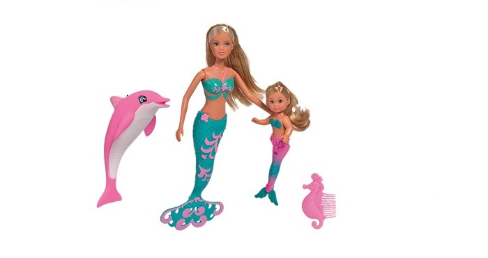 Simba Куклы Штеффи и Еви Русалочки с дельфином 5733336 - фото 1