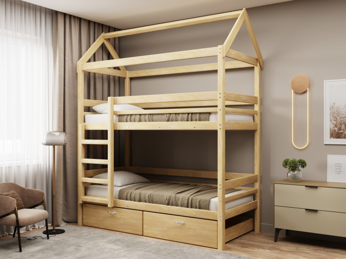 Кровати для подростков Green Mebel двухъярусная домик Baby-house 80х160 см