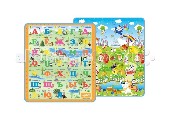 Игровой коврик Mambobaby Русский алфавит и Фруктовый парк 003ТМРусский алфавит и Фруктовый парк 003ТМ Игровой коврик Mambobaby Русский алфавит и Фруктовый парк 003ТМРусский алфавит и Фруктовый парк 003ТМИгровой коврик Mambobaby Русский алфавит и Фруктовый парк двусторонний предназначен для использования в качестве теплого пола дома и на прогулках. Особенности: Развивающий коврик подходит для игры на природе (в парке или на даче). Вспененная поверхность хорошо удерживает тепло и влагу, не позволяя замерзнуть даже на холодной земле. Коврик легко моется влажной тряпкой, что позволяет заниматься на коврике детским творчеством - рисованием и игрой с кинетическим песком. Просто встряхните коврик или протрите влажной тряпкой и пол снова чист. Развивающий коврик скручивается в рулон и упакован в чехол из нетканого материала с ремнем. Поворачивая коврик разными сторонами вы в одно мгновение будете менять интерьер и настроение в детской комнате. А познавательные рисунки на коврике позволят без труда запомнить буквы, цифры, фигуры, выучить животных и научиться читать по слогам. Размеры: 200х180х1 см<br>