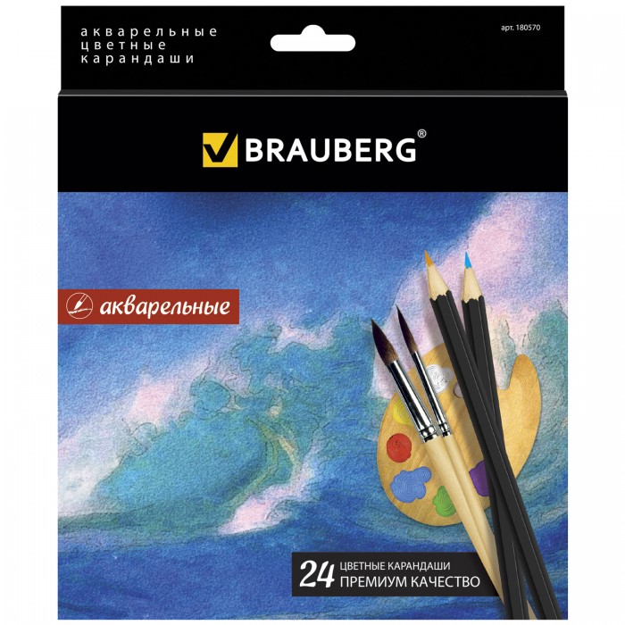 Купить Карандаши, восковые мелки, пастель, Brauberg Карандаши цветные акварельные Artist line 24 цвета